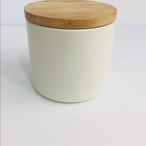 Crate & Barrel Silo Wood Lid Canister 16 oz